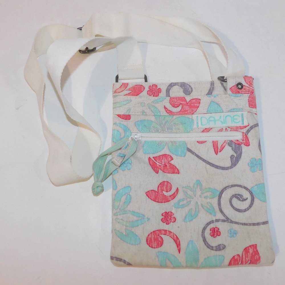 Dakine Jive Floral Crossbody Bag Purse adjustable White Pink Blue